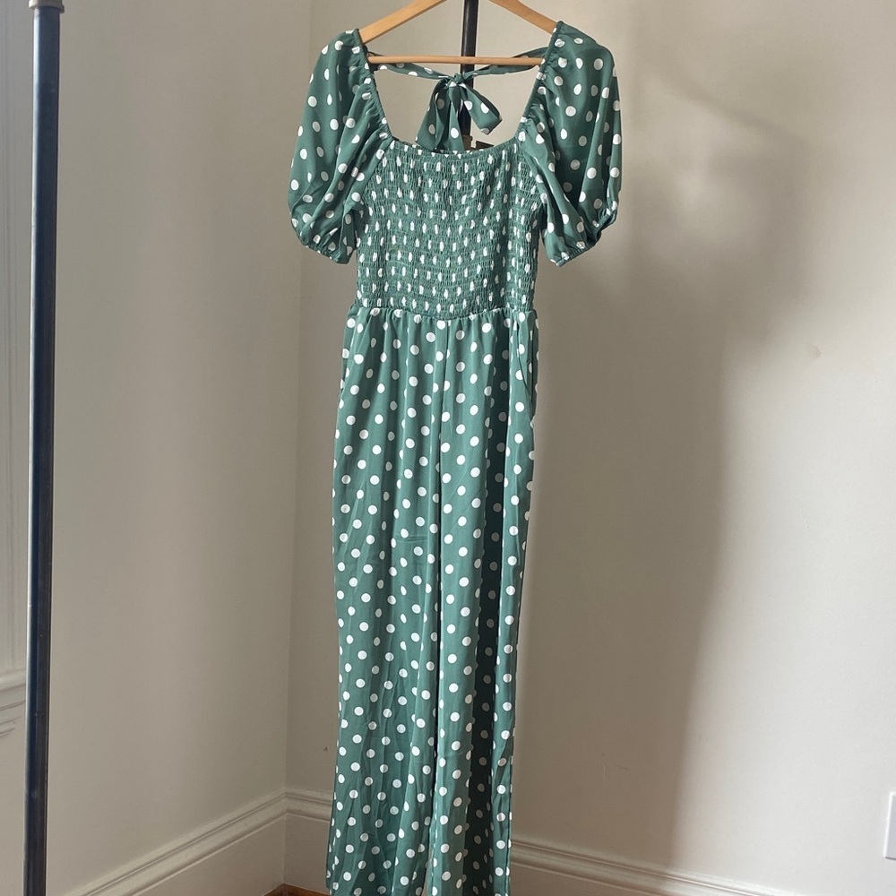 Green Polka Dot Jumpsuit